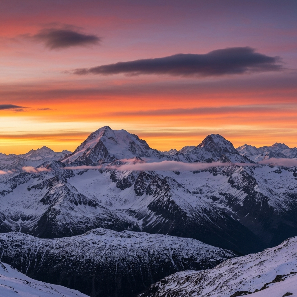 雪山黄昏美景